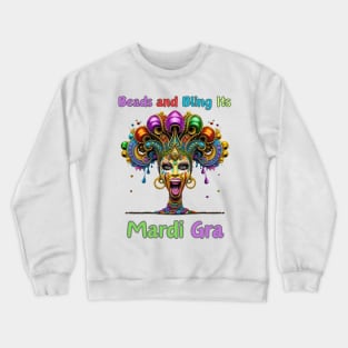 "Retro Rhythms of Mardi Gras: Beads Fusion" - Cajun Party New Orleans Crewneck Sweatshirt